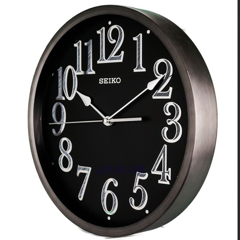 Jam Dinding Analog Polos Minimalis Seiko Hitam Abu JDSEQXA706KHIT