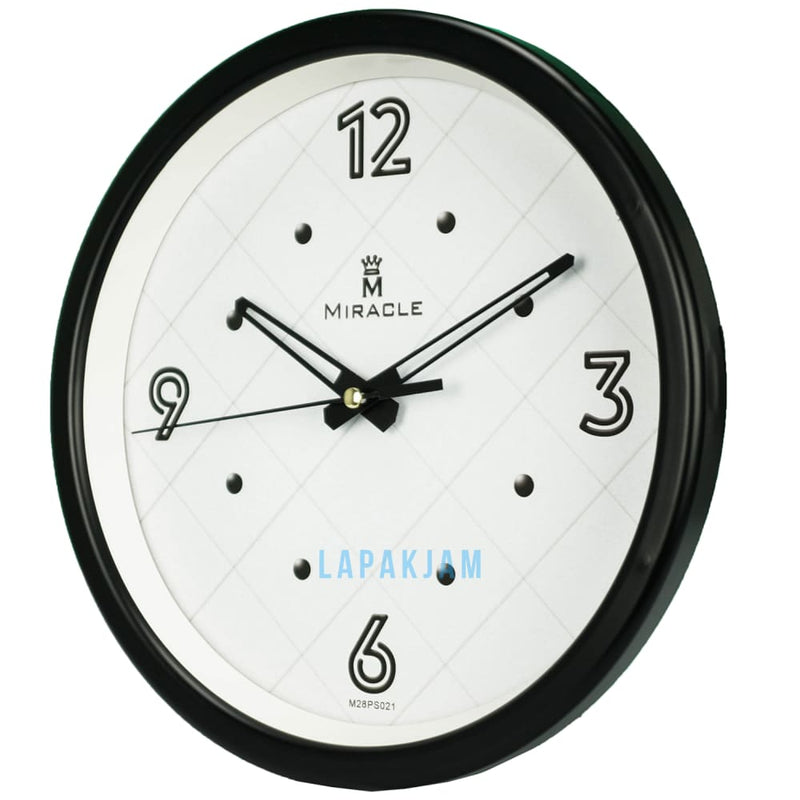 Jam Dinding Analog Polos Minimalis Miracle Hitam JDMIRAM28PS010HIT