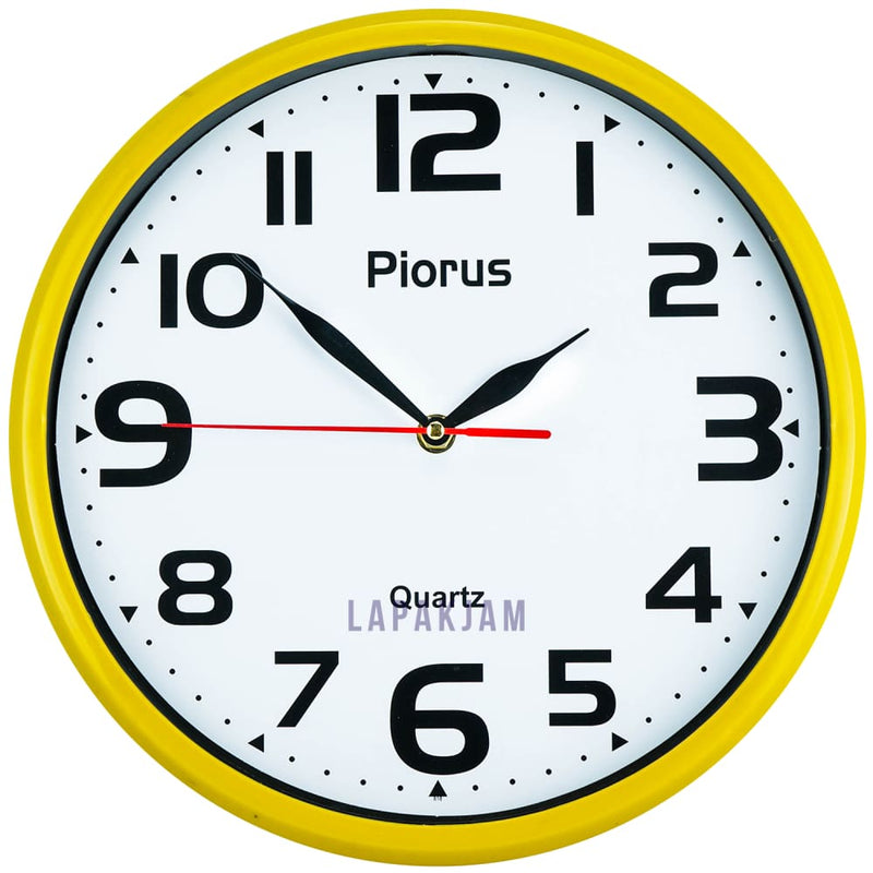 Jam Dinding Analog Polos Minimalis Piorus Kuning JDPI818KUN