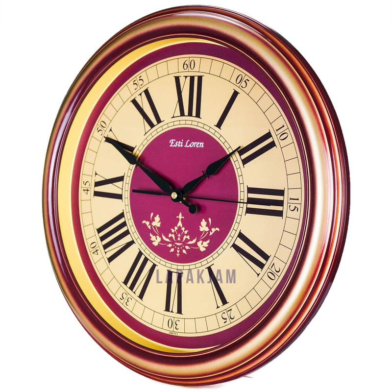 Jam Dinding Analog Polos Minimalis Estiloren Maroon JD30T266P2MGO