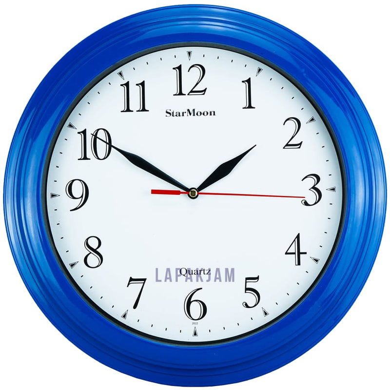 Jam Dinding Analog Polos Minimalis Starmoon Biru JDST2022BIR