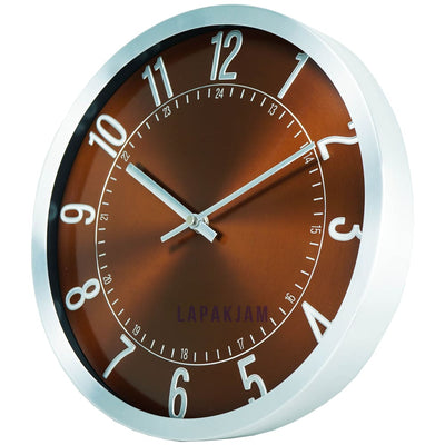Jam Dinding Analog Polos Minimalis Stainless Coklat JDST9412COK