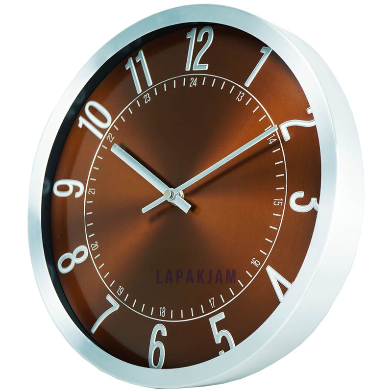 Jam Dinding Analog Polos Minimalis Stainless Coklat JDST9412COK
