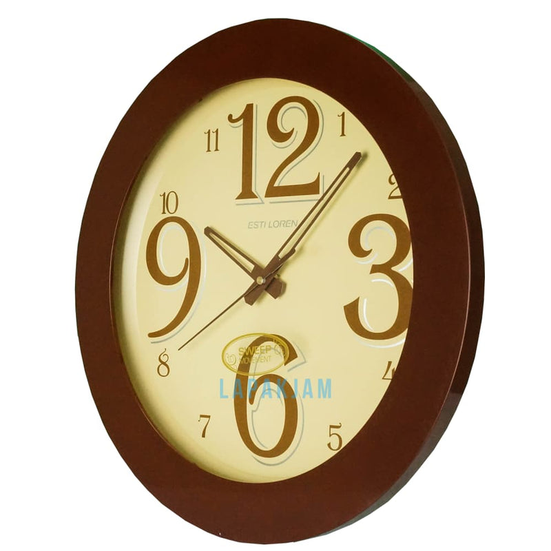 Jam Dinding Analog Polos Minimalis Estiloren Brown JDESTIPTS2155T1-4BRO