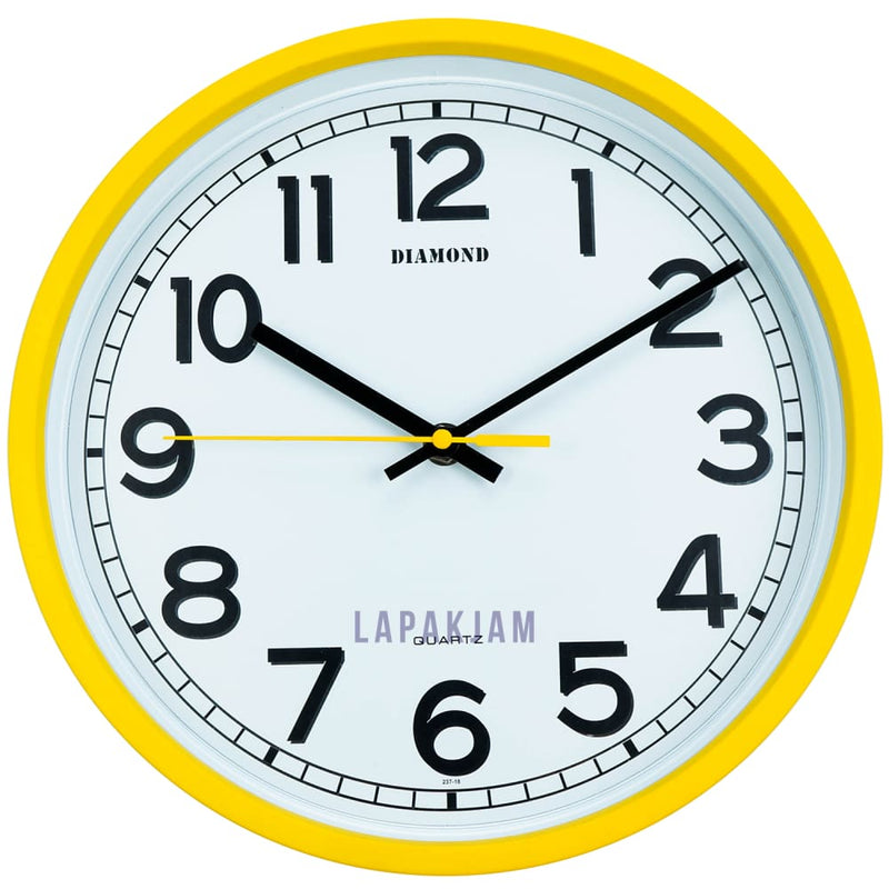 Jam Dinding Analog Polos Minimalis Diamond Kuning JDDIM212-18KUN