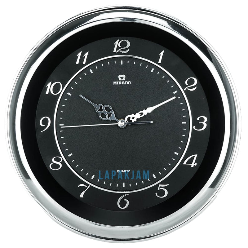 Jam Dinding Analog Polos Minimalis Mirado Silver Chrome JD65Q816BASL