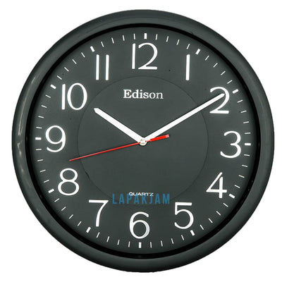 Jam Dinding Analog Polos Minimalis Edison Hitam JDEDW3THPIL