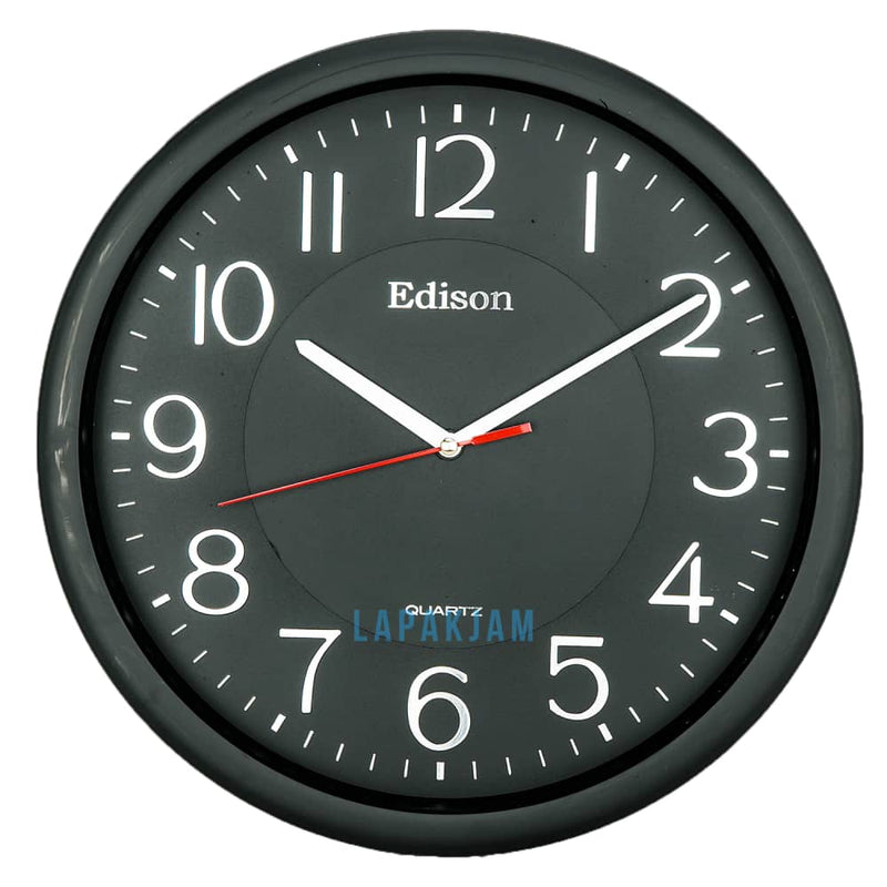 Jam Dinding Analog Polos Minimalis Edison Hitam JDEDW3THPIL