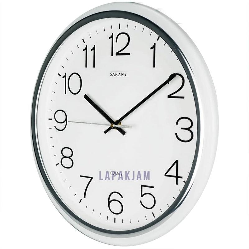 Jam Dinding Analog Polos Minimalis Sakana Putih JDSAKA876PUT