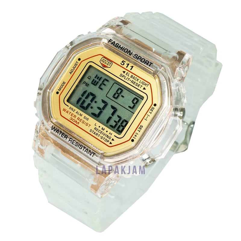 Jam Tangan Digital Sporty 511-KT210 Putih Gold JA511-KT210DTPUTGOL