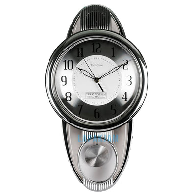 Jam Dinding Bell & Bandul Polos Minimalis Estiloren Silver JDTICRT1T-4IL