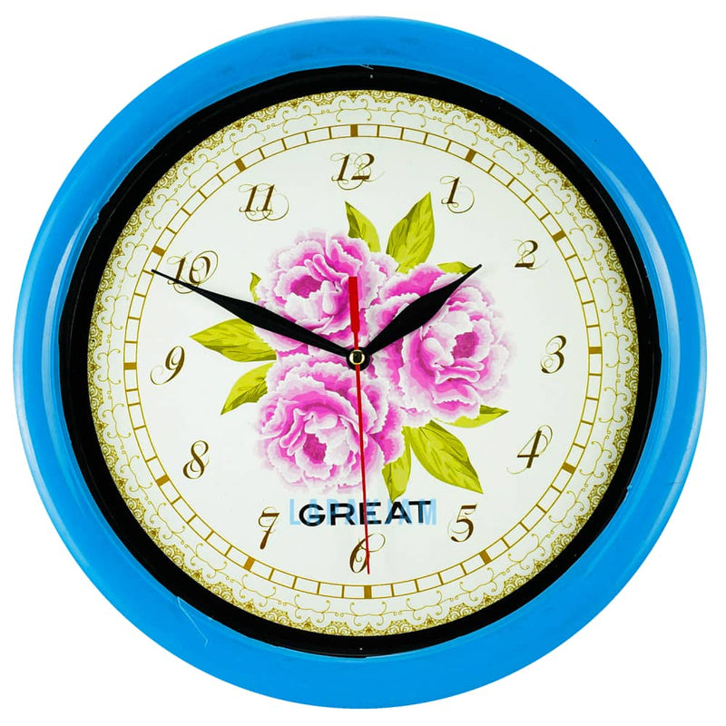 Jam Dinding Analog Bunga Great Biru Muda JDGREA777G-4BIRMUD