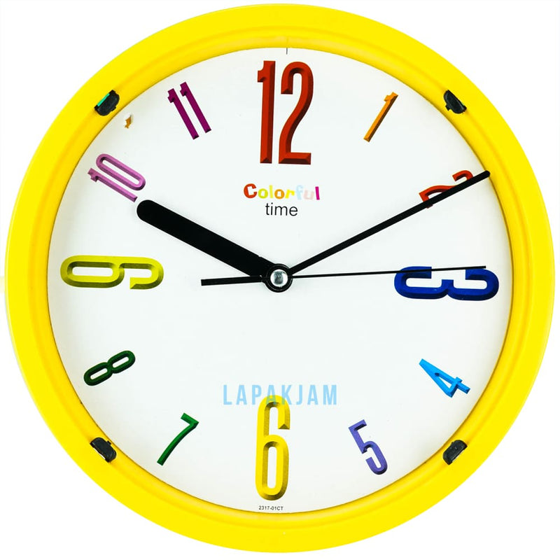 Jam Dinding Analog Polos Minimalis Ontime Kuning JDONTI1917-CT01KUN