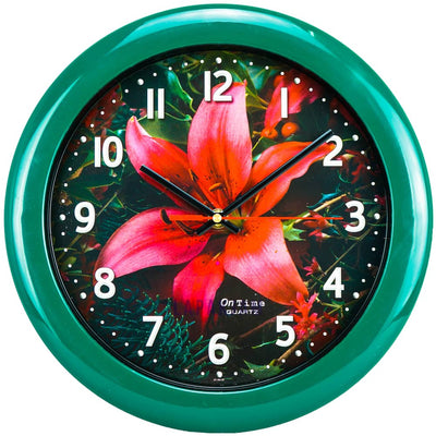 Jam Dinding Analog Bunga Ontime Hijau JDON767-F87HIJ