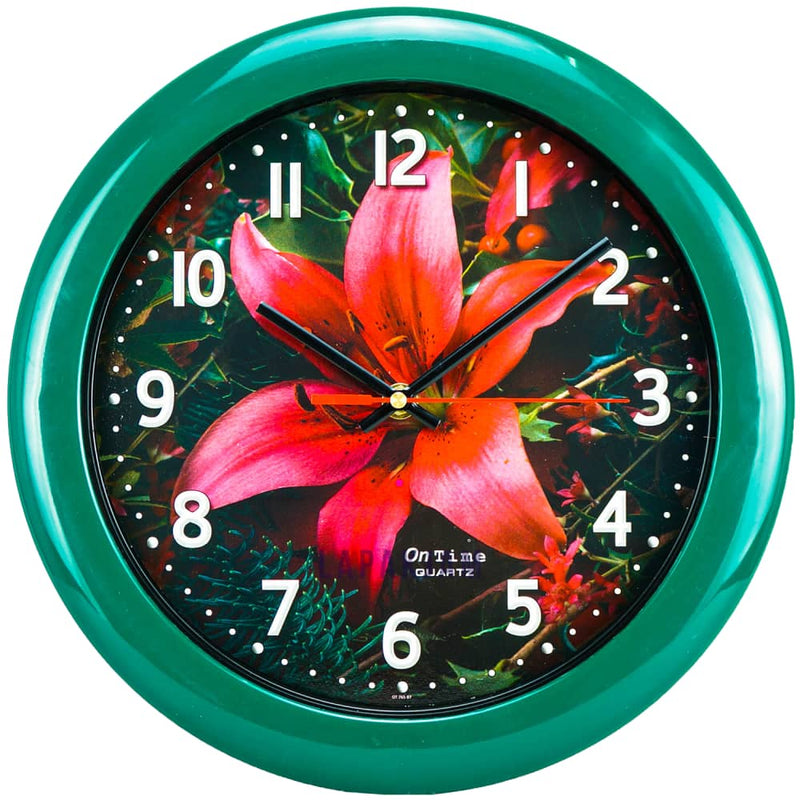 Jam Dinding Analog Bunga Ontime Hijau JDON767-F87HIJ