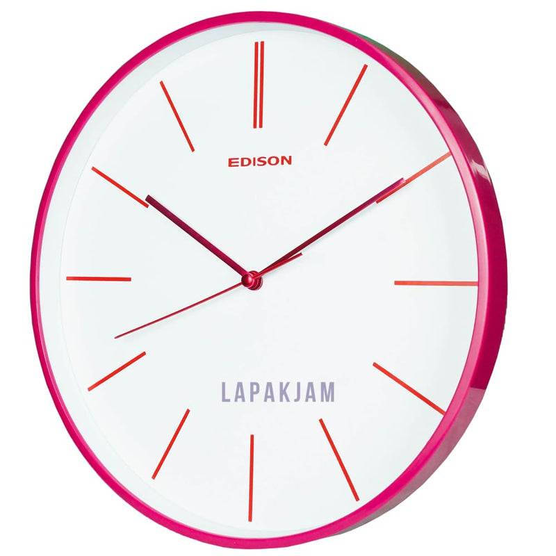 Jam Dinding Analog Polos Minimalis Edison Magenta JDEDISEDW291-B44MAG