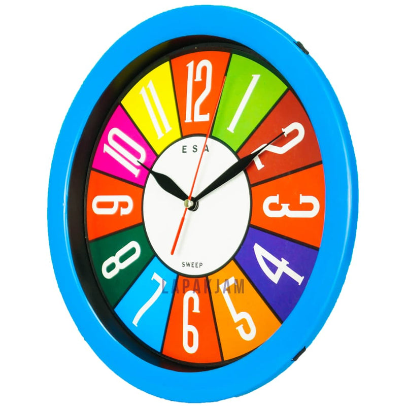 Jam Dinding Analog Polos Minimalis Esa Biru JDESA848BIRRAI
