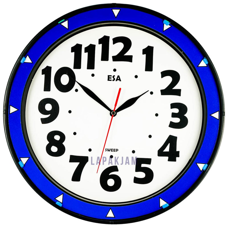 Jam Dinding Analog Polos Minimalis Esa Biru JD39ESASTBI