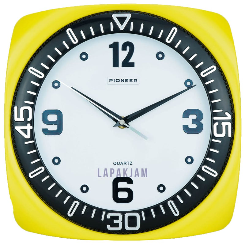 Jam Dinding Analog Polos Minimalis Pioneer Kuning JDPIHS122DWYEL