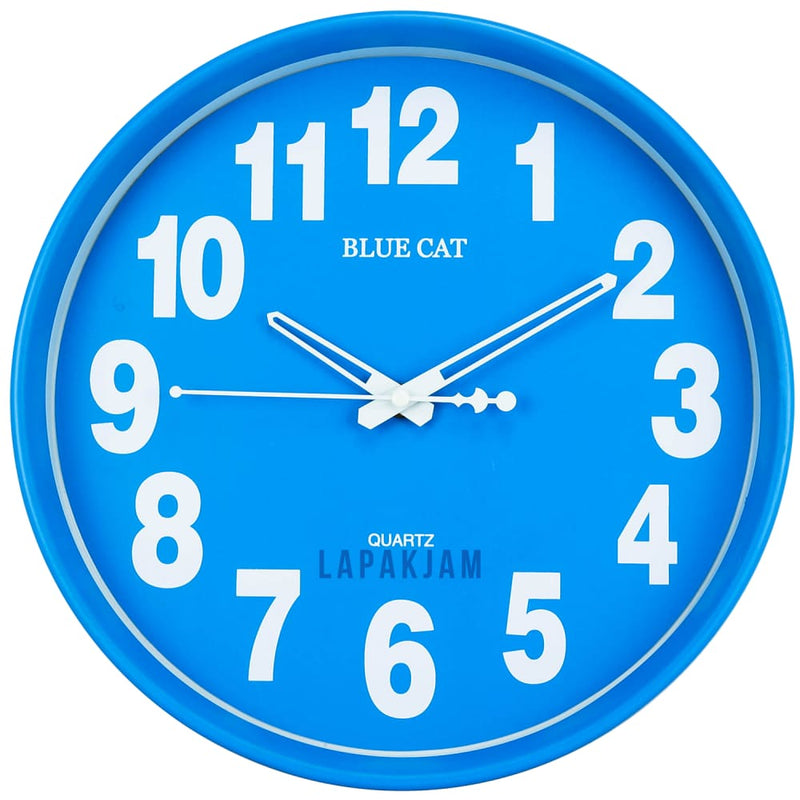 Jam Dinding Analog Polos Minimalis Bluecat Biru JDBL2552BIR