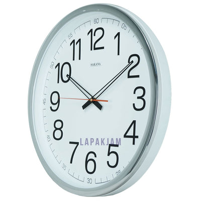 Jam Dinding Analog Polos Minimalis Sakana Silver Chrome JDSA715NCHR