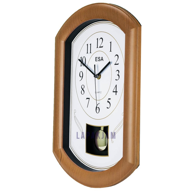 Jam Dinding Bell & Bandul Polos Minimalis Esa Coklat JDES6209COK