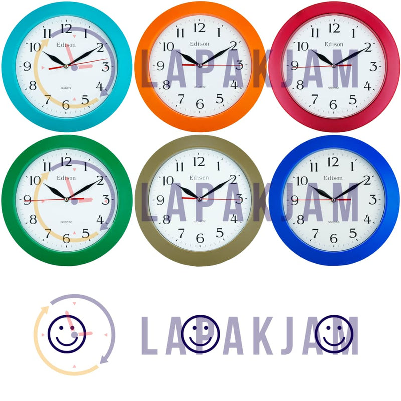 Jam Dinding Analog Polos Minimalis Edison BiruTosca JDEDED07TOS