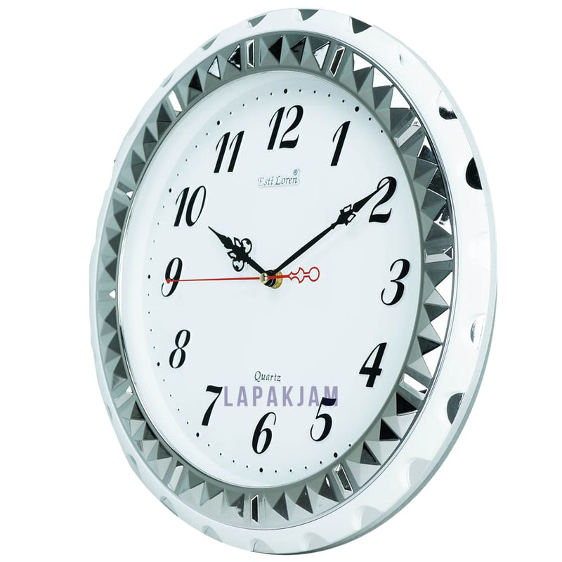 Jam Dinding Analog Permata/Feminim/Norak Estiloren Silver JD53S279DSIL