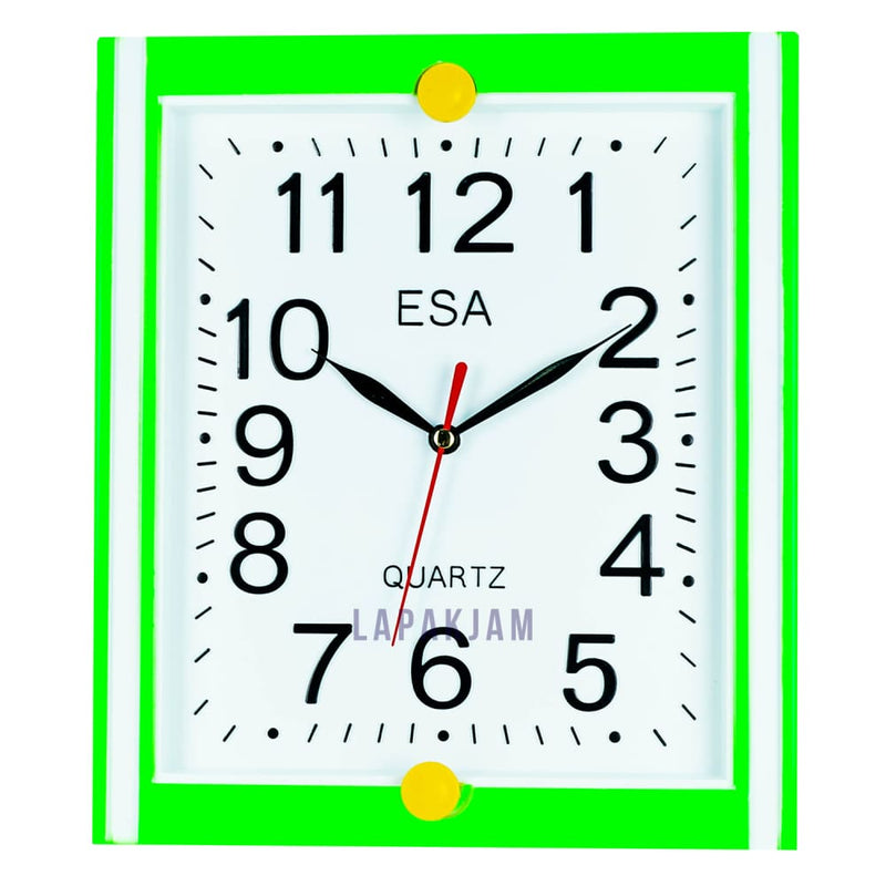 Jam Dinding Analog Polos Minimalis Esa Hijau JDES77HIJORA
