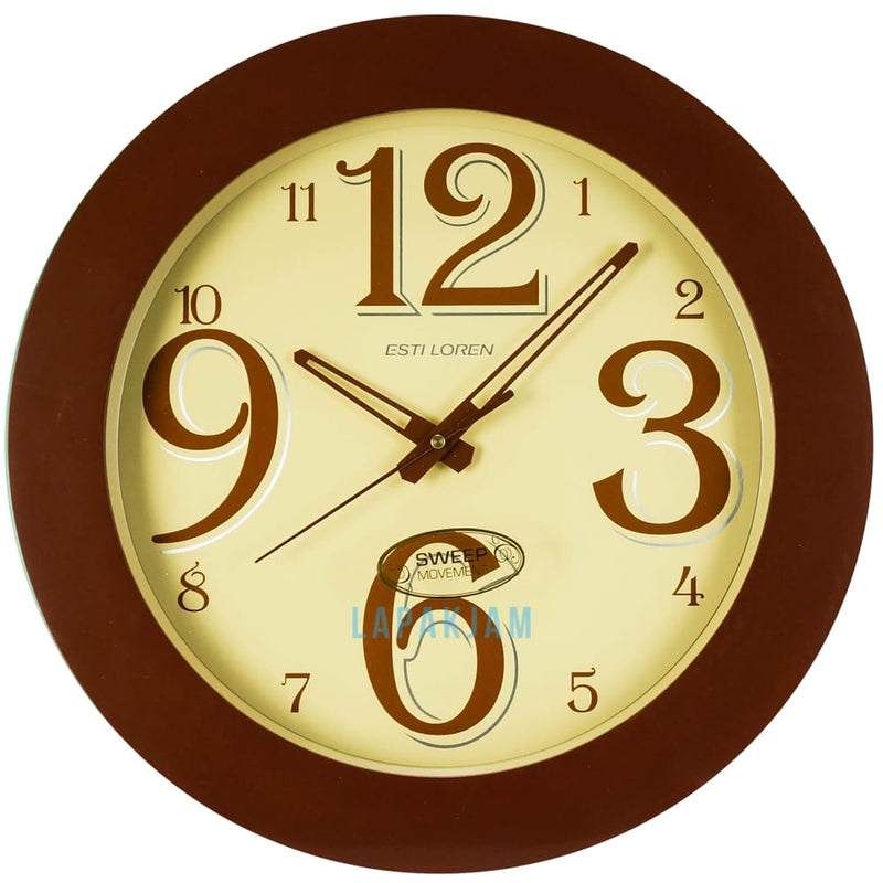 Jam Dinding Analog Polos Minimalis Estiloren Brown JDESTIPTS2155T1-4BRO
