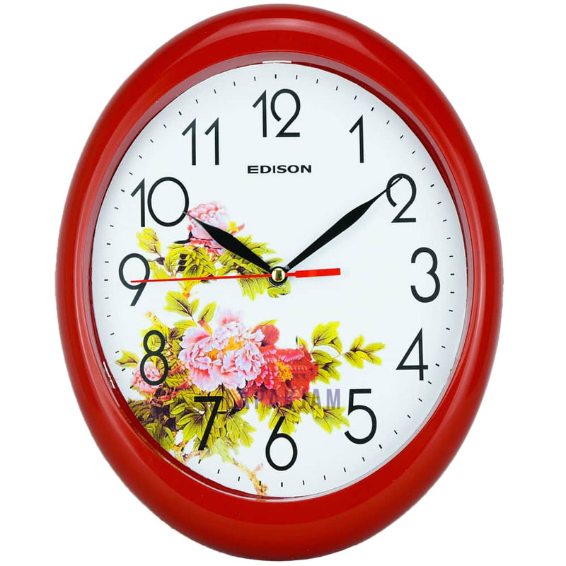 Jam Dinding Analog Polos Minimalis Edison Merah JDEDEDW04MER