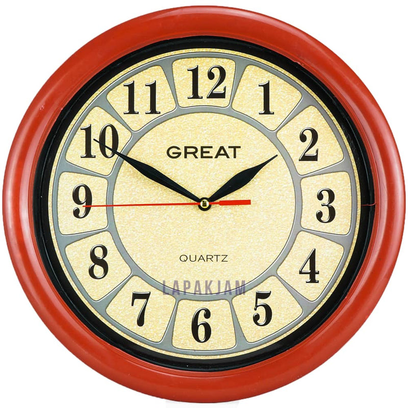 Jam Dinding Analog Bunga Great Merah JD24GRE7-5MR