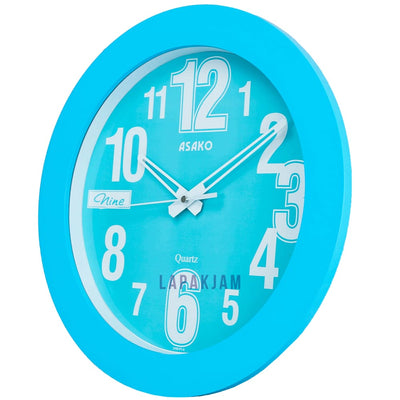 Jam Dinding Analog Polos Minimalis Asako Biru JDAKPT2P15BU