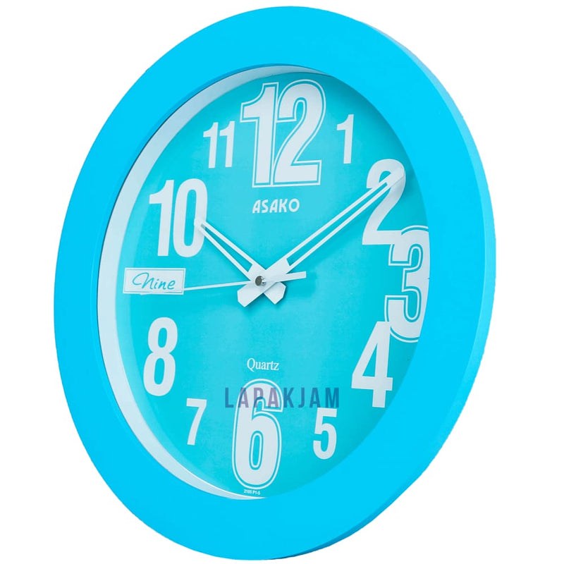 Jam Dinding Analog Polos Minimalis Asako Biru JDAKPT2P15BU