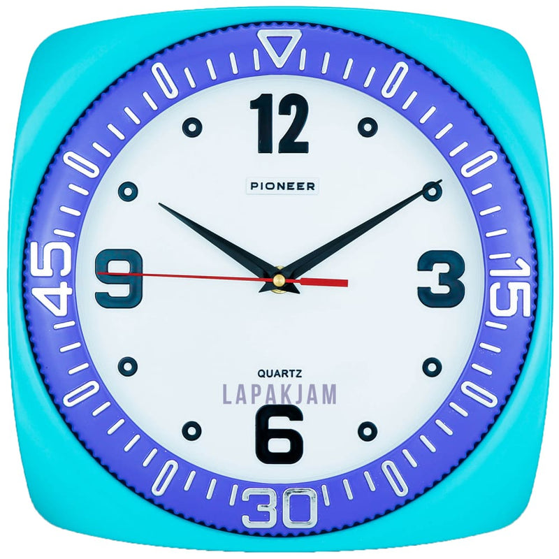 Jam Dinding Analog Polos Minimalis Pioneer Biru JDPIHS212DWBIR