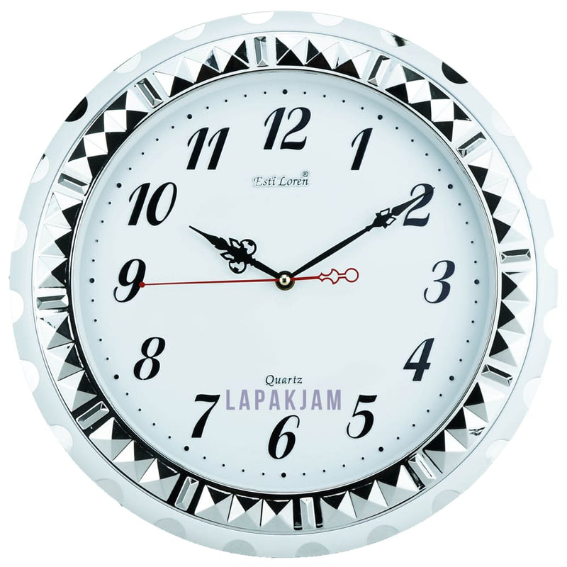 Jam Dinding Analog Permata/Feminim/Norak Estiloren Silver JD53S279DSIL