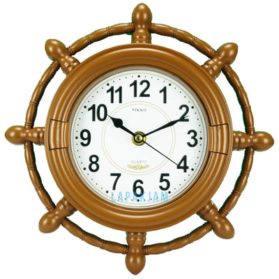 Jam Dinding Analog Nuansa Nakhoda Jangkar Nikko Cokelat JDNIKKNK-35028HCOK