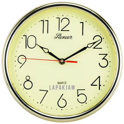 Jam Dinding Analog Polos Minimalis Pioneer Gold JD85108DIOL