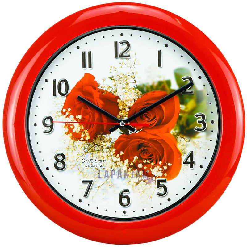 Jam Dinding Analog Bunga Ontime Merah JDON767-F85MER