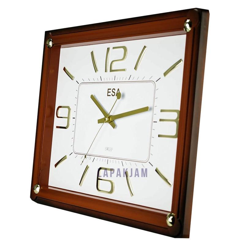 Jam Dinding Analog Polos Minimalis Esa Coklat JD00ESA564CK