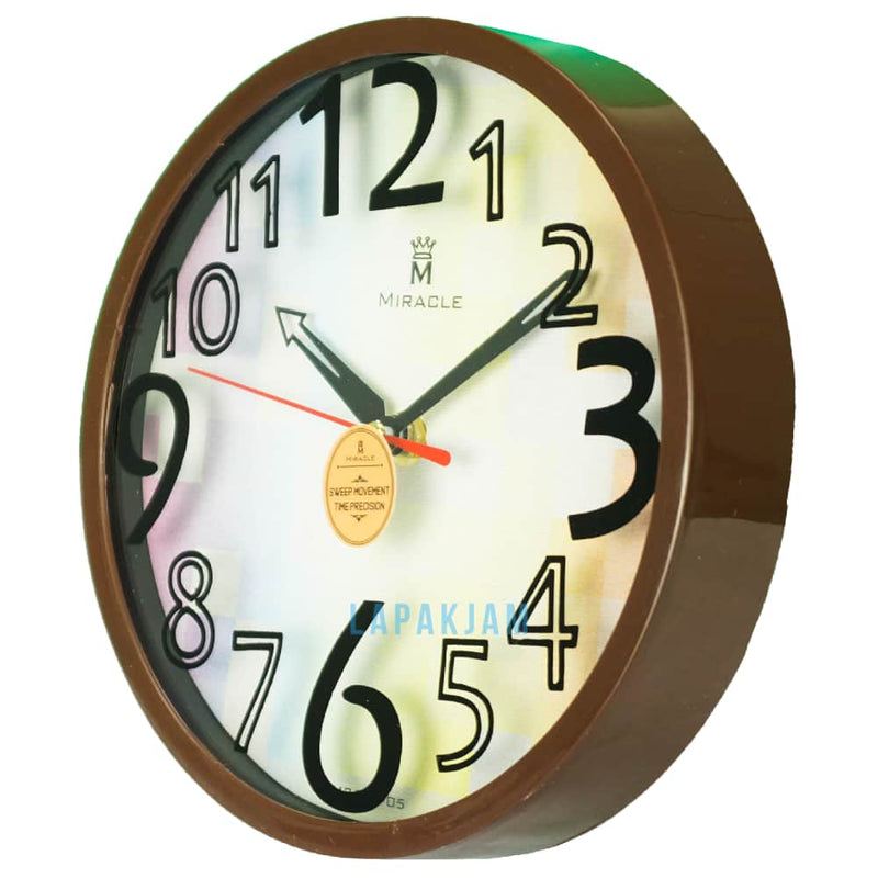 Jam Dinding Analog Polos Minimalis Miracle Coklat JDMIRAM26BP05COK