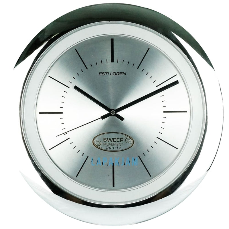 Jam Dinding Analog Polos Minimalis Estiloren Silver JDESTICRS2156T1-2SIL