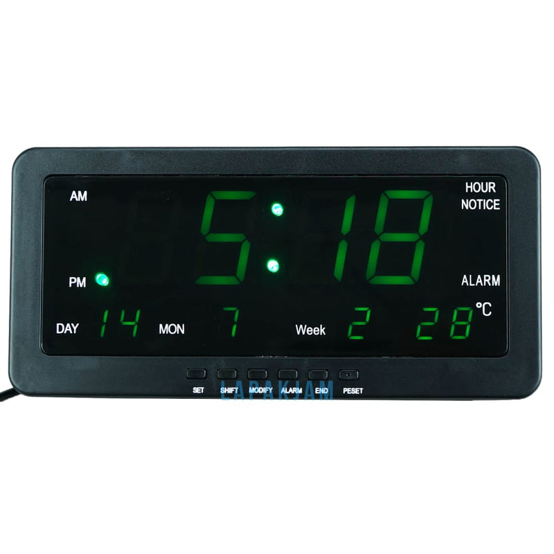 Jam Dinding Digital LED Polos Minimalis Esa Hijau JDES00HITHIJ