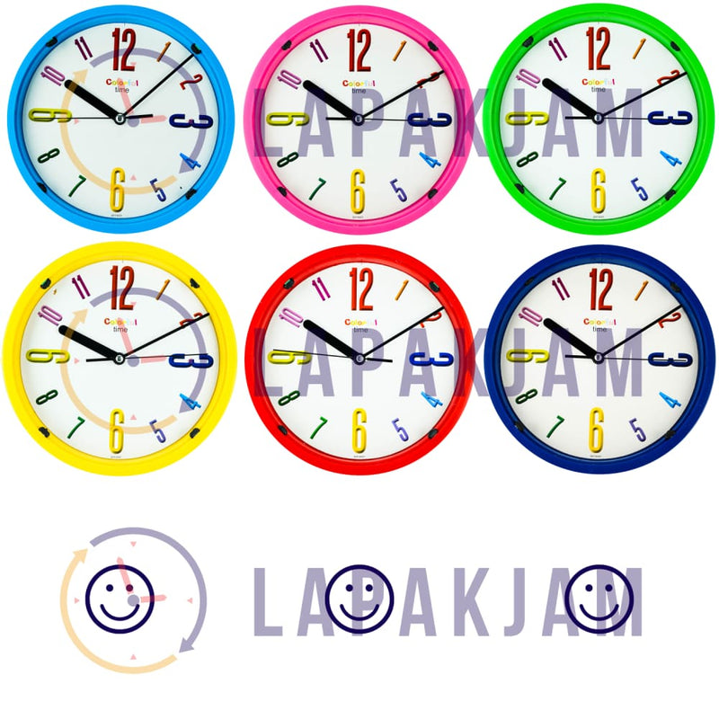 Jam Dinding Analog Polos Minimalis Ontime Biru Muda JDONTI1917-CT01LBLU