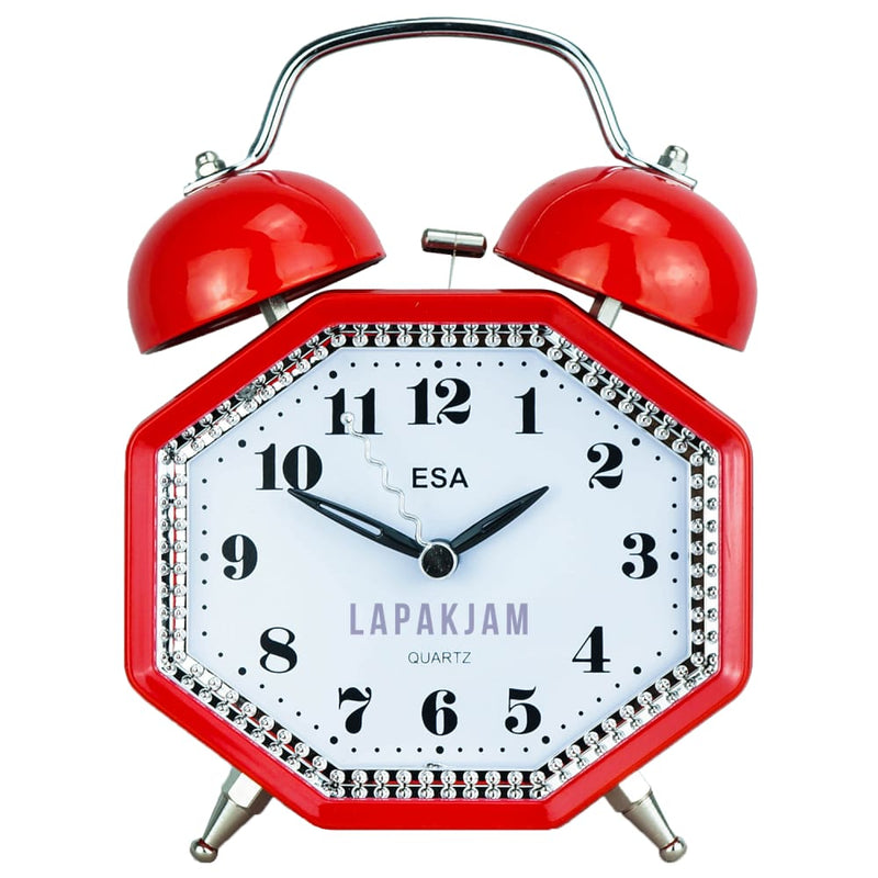 Jam Weker Analog Polos Minimalis Esa Merah WEES841MER