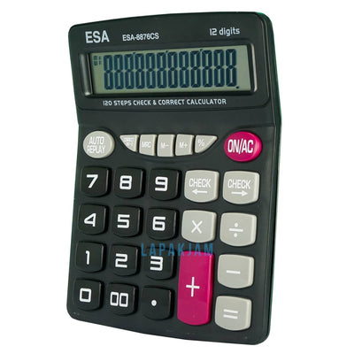 Kalkulator Basic Polos Esa Hitam KLES76S12IG