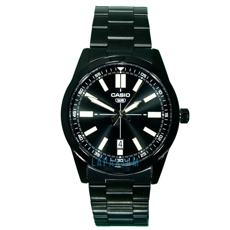 Jam Tangan Casio MTP-VD02BL-1EUDF Analog Kulit Tgl Hitam Hitam 40 mm