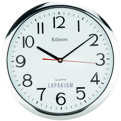 Jam Dinding Analog Chrome Kantor Edison Chrome JDEDEDW36CHSIL