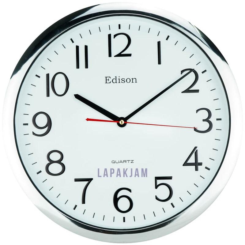 Jam Dinding Analog Chrome Kantor Edison Chrome JDEDEDW36CHSIL