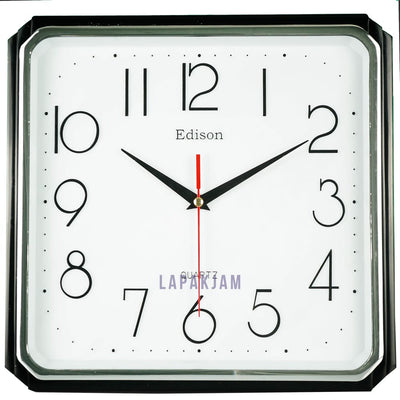 Jam Dinding Analog Polos Minimalis Edison Hitam JD75EDIW2THT